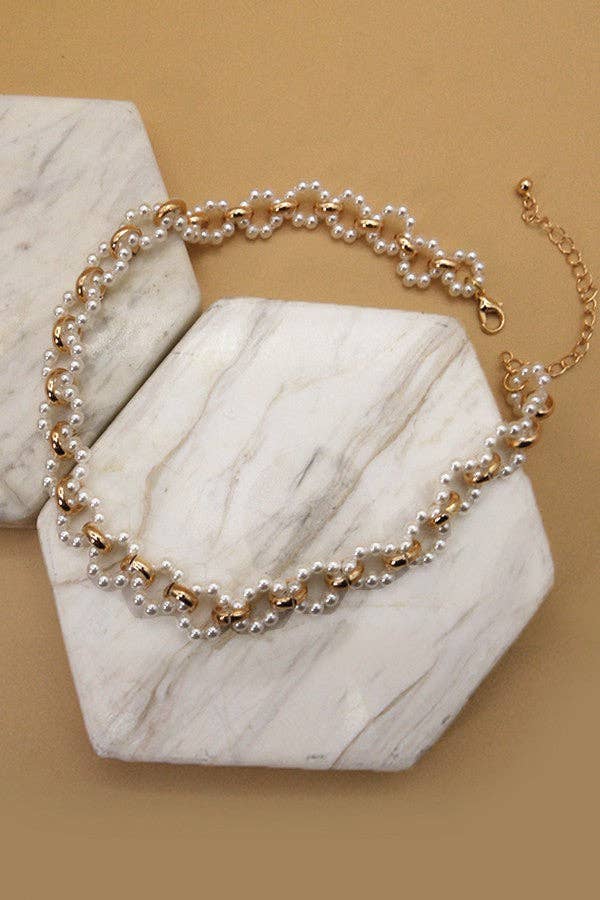 Pearl & Gold Choker Necklace - Lavender Hills BeautyJosslyn by Wall to Wall51N2070923