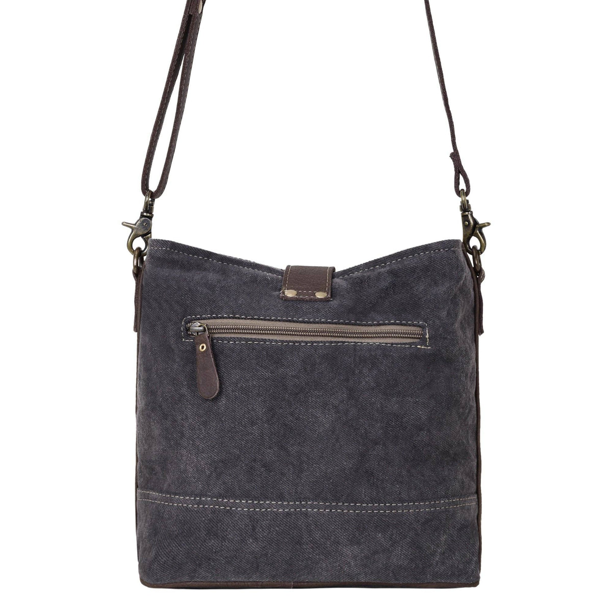 Debonair Vintage Floral Canvas & Hairon Leather Shoulder Bag - Lavender HillsMyra BagS-2663