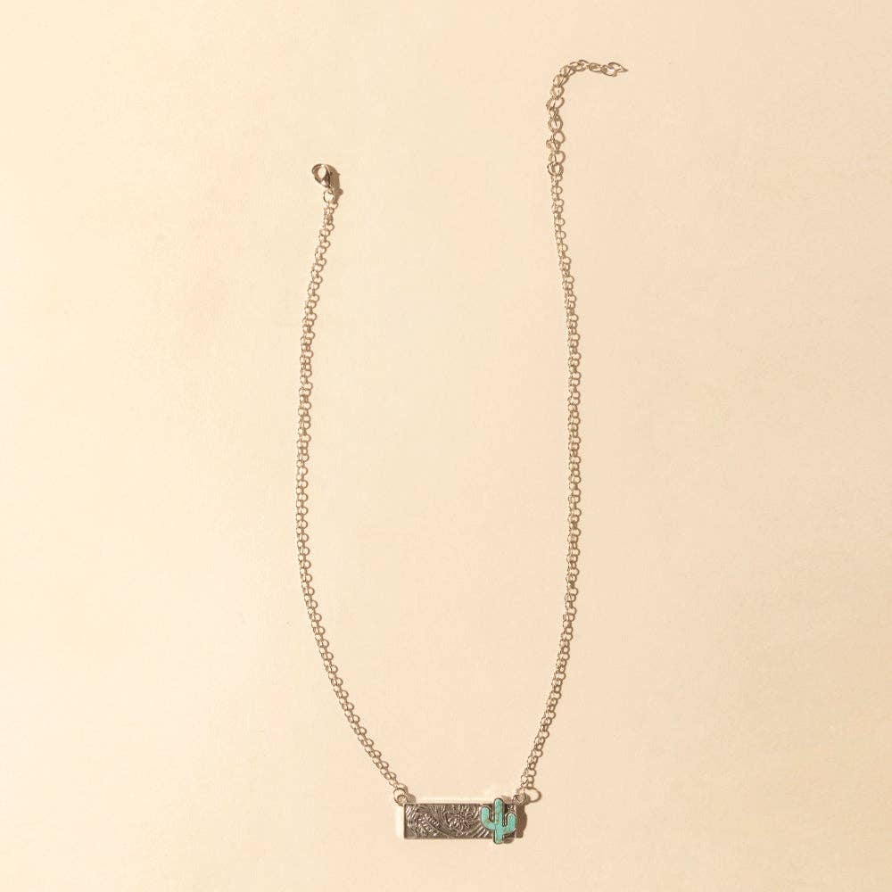 Western Cowgirl Cactus Necklace – Moonlit Turquoise Charm Jewelry - Lavender HillsMyra BagS-14744