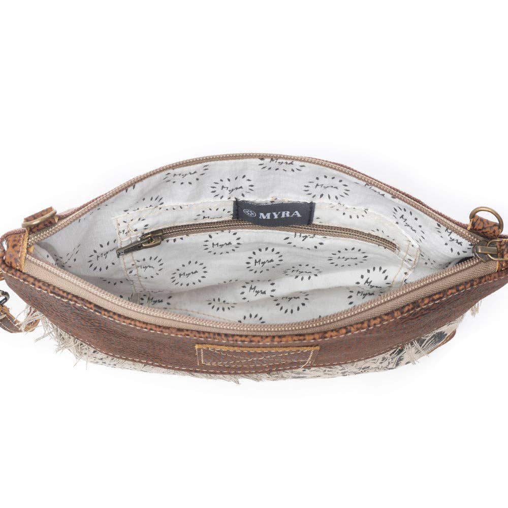 Vintage Floral Canvas & Leather Crossbody Wristlet Bag - Lavender HillsMyra BagS-2576