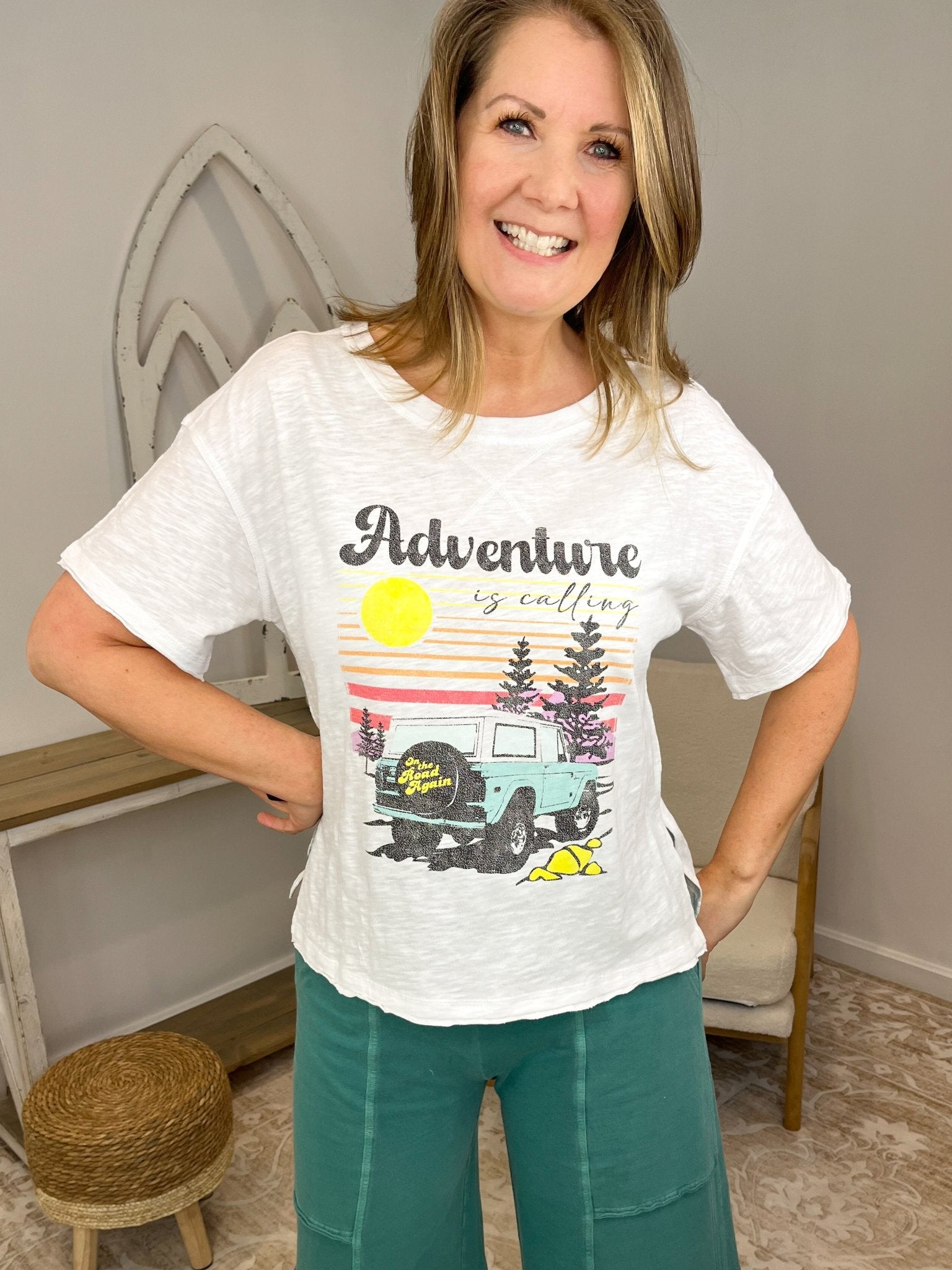 Adventure Is Calling Bronco Graphic Tee - Boxy Tee - Lavender Hills BeautyLavender Hills Beauty