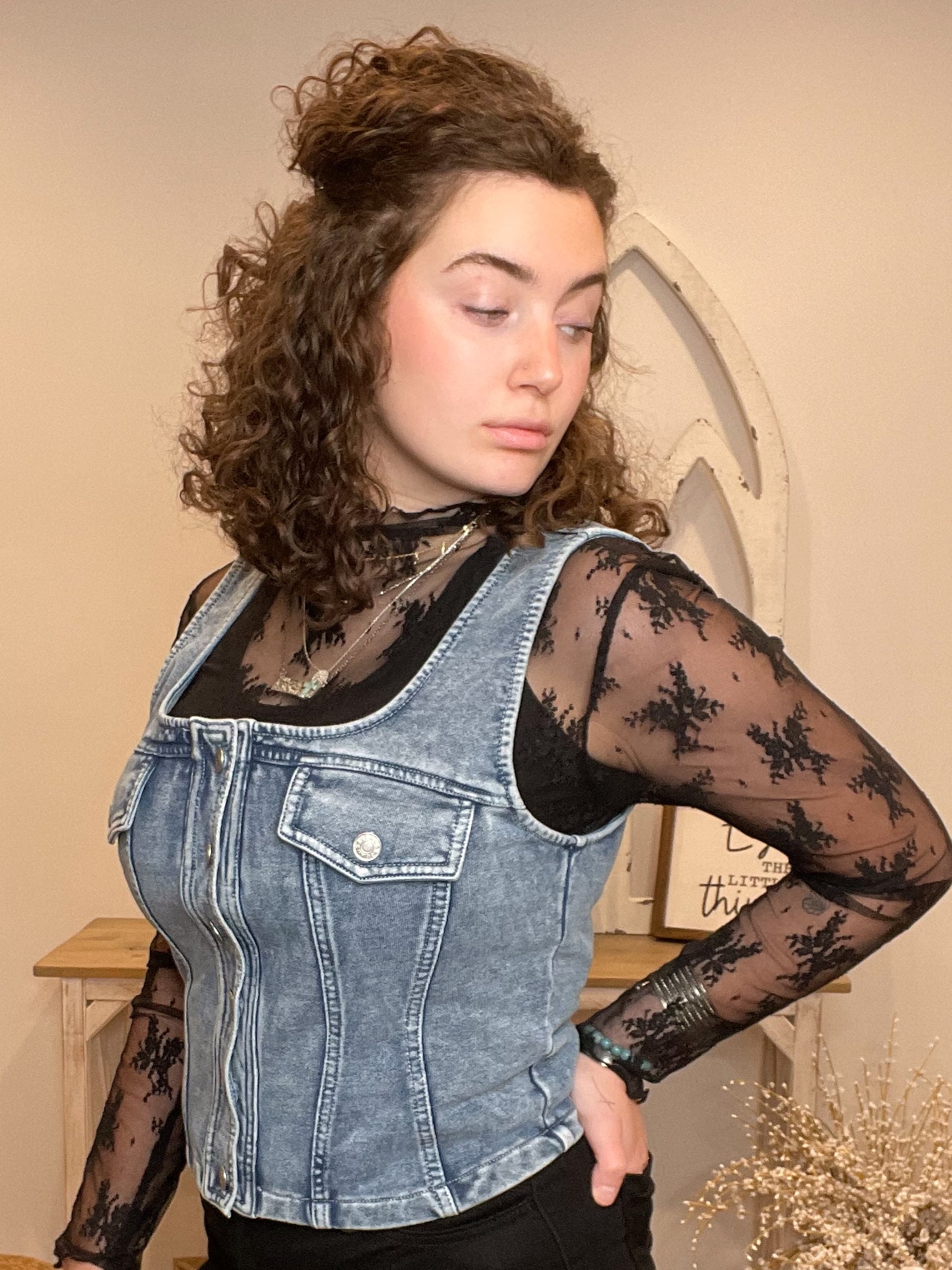 Almost Denim Sleeveless Comfort Vest Top - Lavender Hills BeautyZenanaT10828XL - S