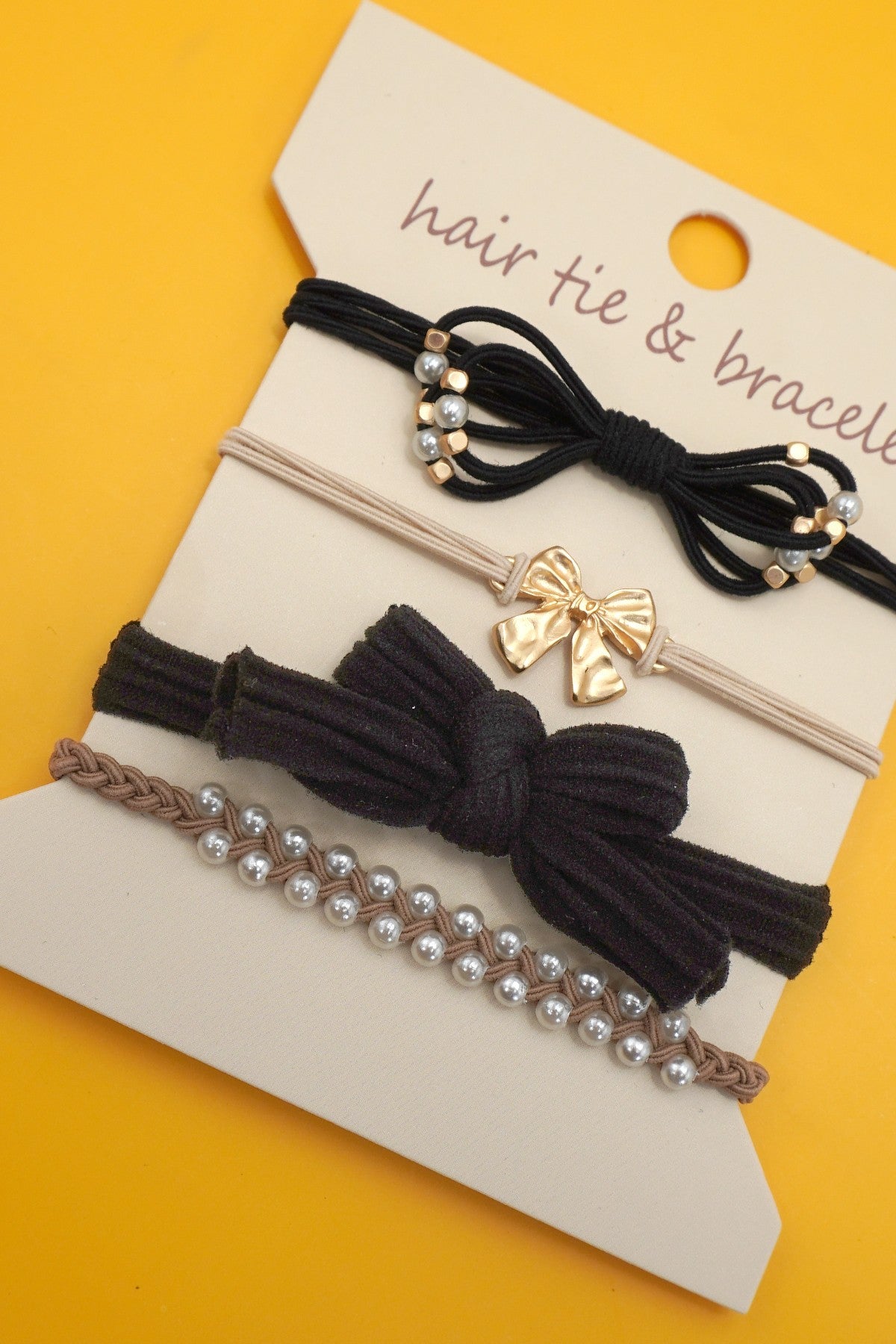 Boho Bow Stack Hair Tie & Bracelet Set - Lavender Hills BeautyJosslyn by Wall to Wall40BH105-RED