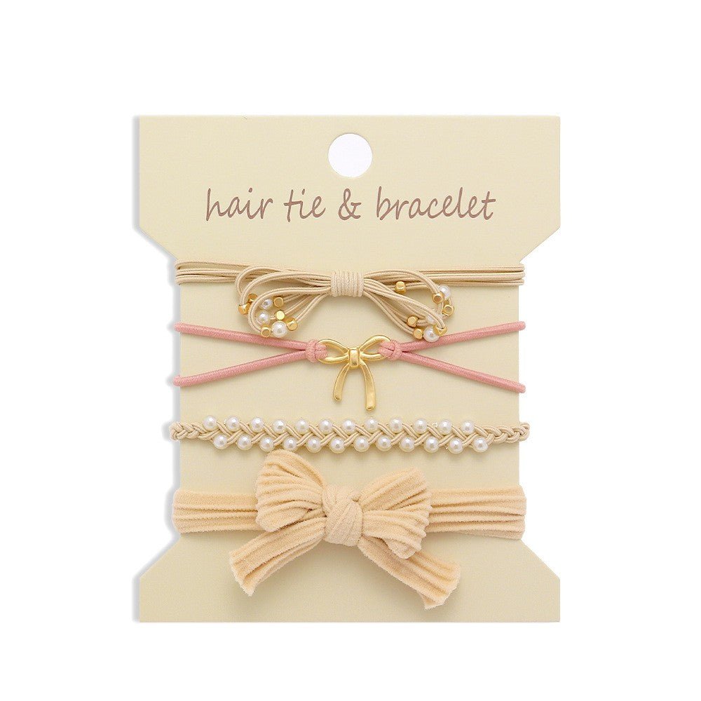 Boho Bow Stack Hair Tie & Bracelet Set - Lavender Hills BeautyJosslyn by Wall to Wall40BH105-IVY