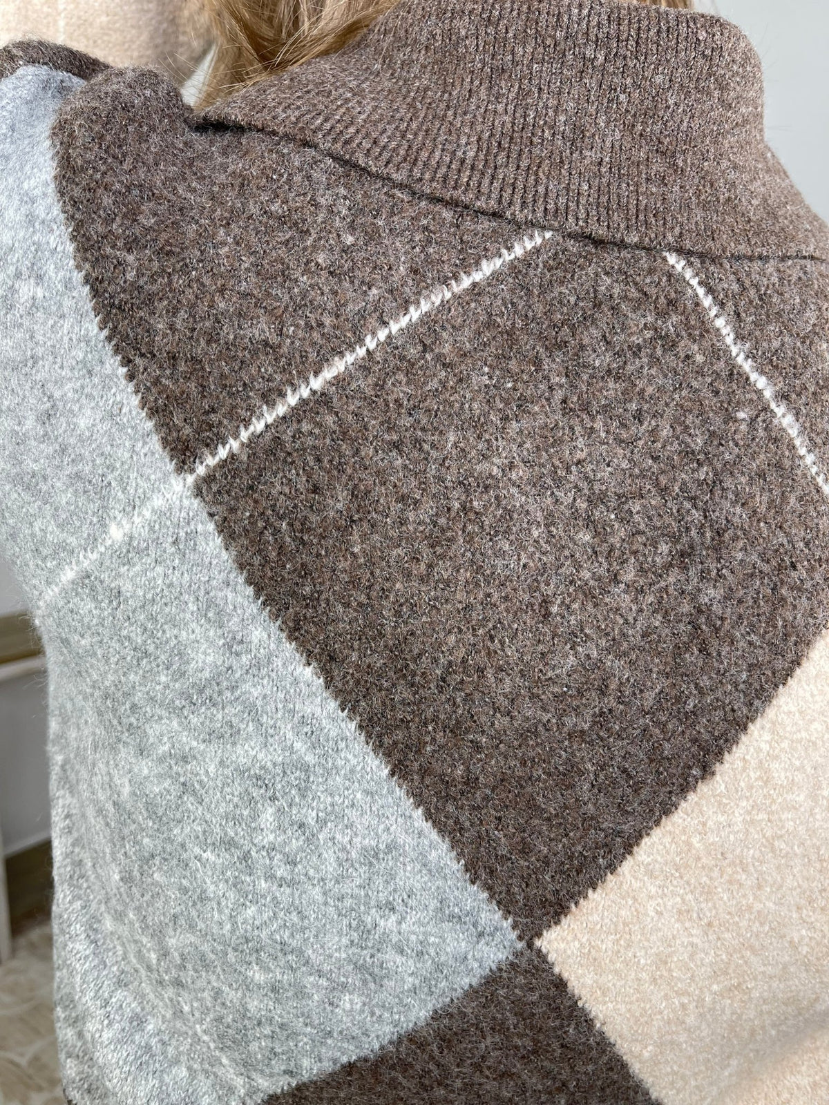 Classic Argyle Zip-Up Knit Cardigan – Earth Tones - Lavender HillsSweet Lovely by JenSW1439-S