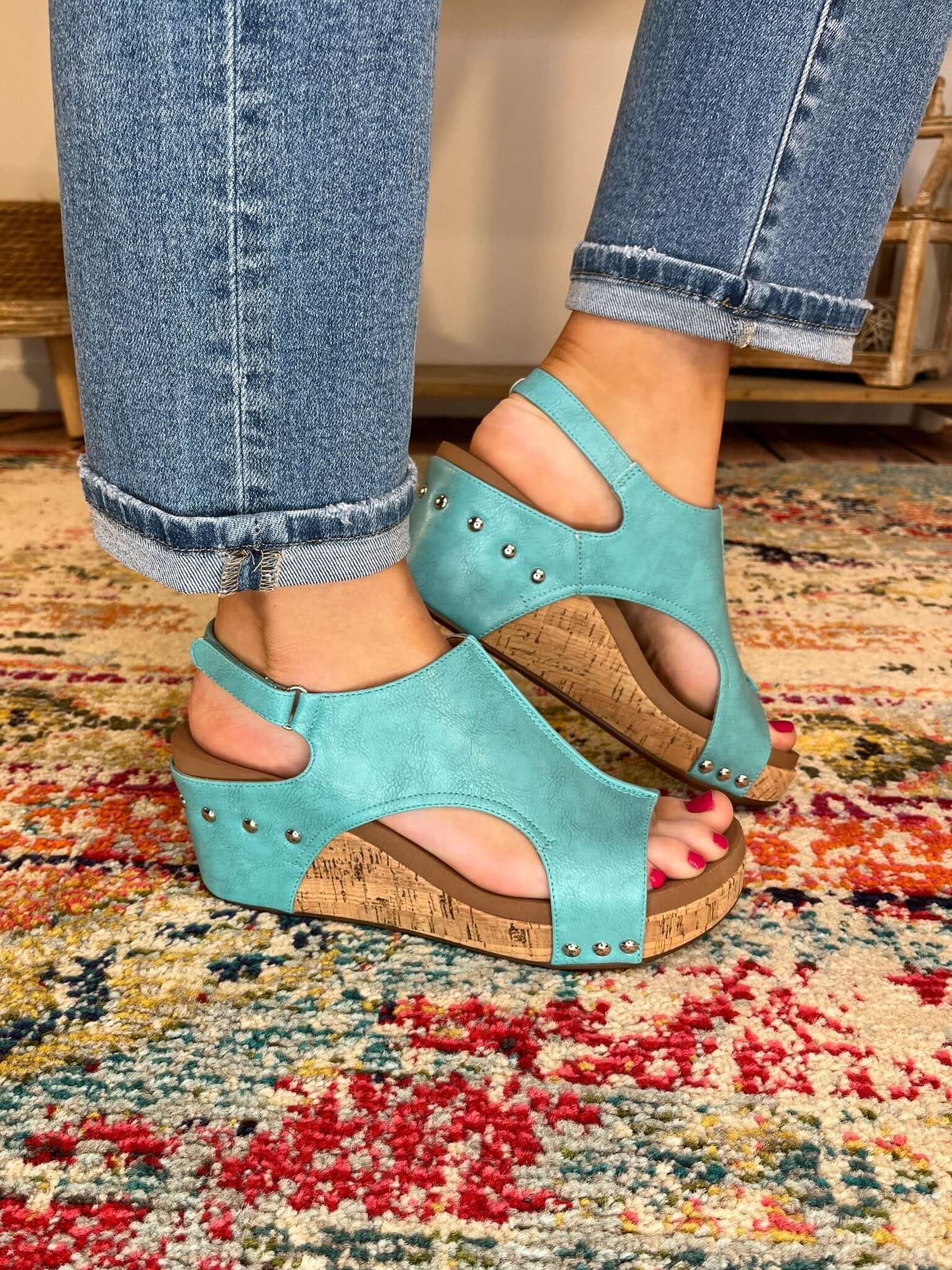Corky's Footwear Carley Wedge Sandal - Teal - Lavender Hills BeautyCorkys Footwear30 - 5316 - TEAL - 6