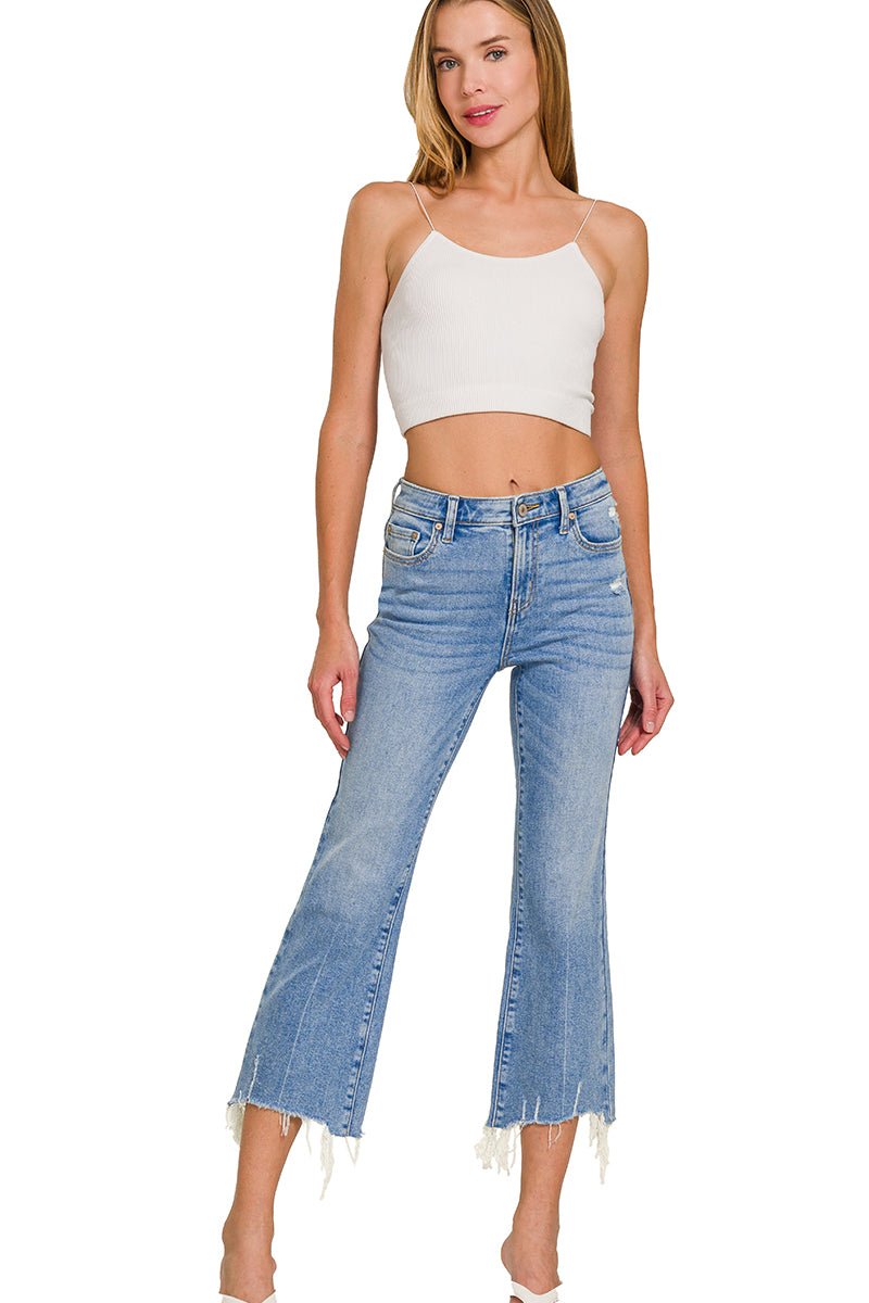 Jax High - Rise Kick Crop Flare Jeans - Lavender Hills BeautyZenanaDNP-1646MM-25