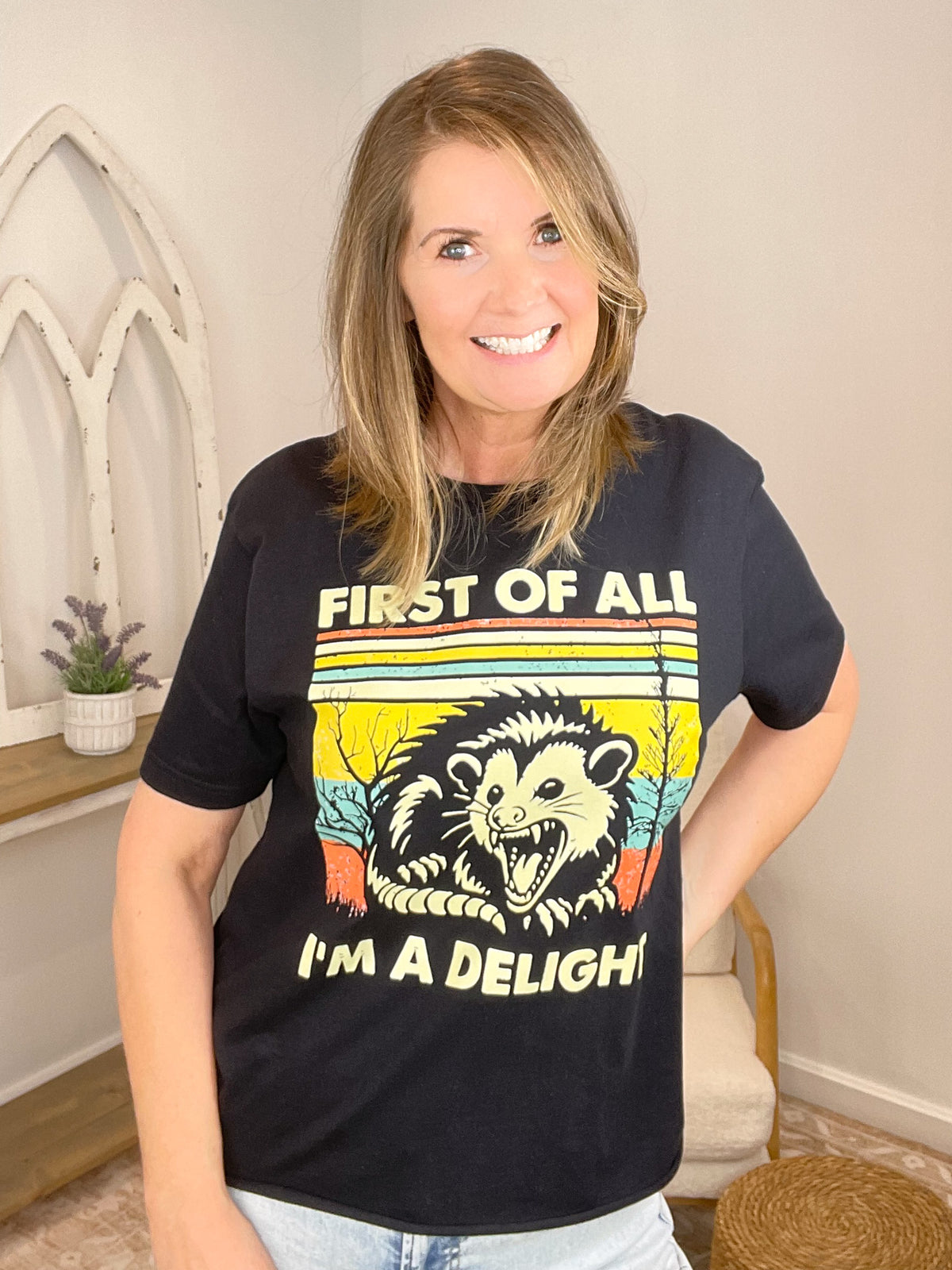 "First of All I'm a Delight" Retro Opossum T-Shirt