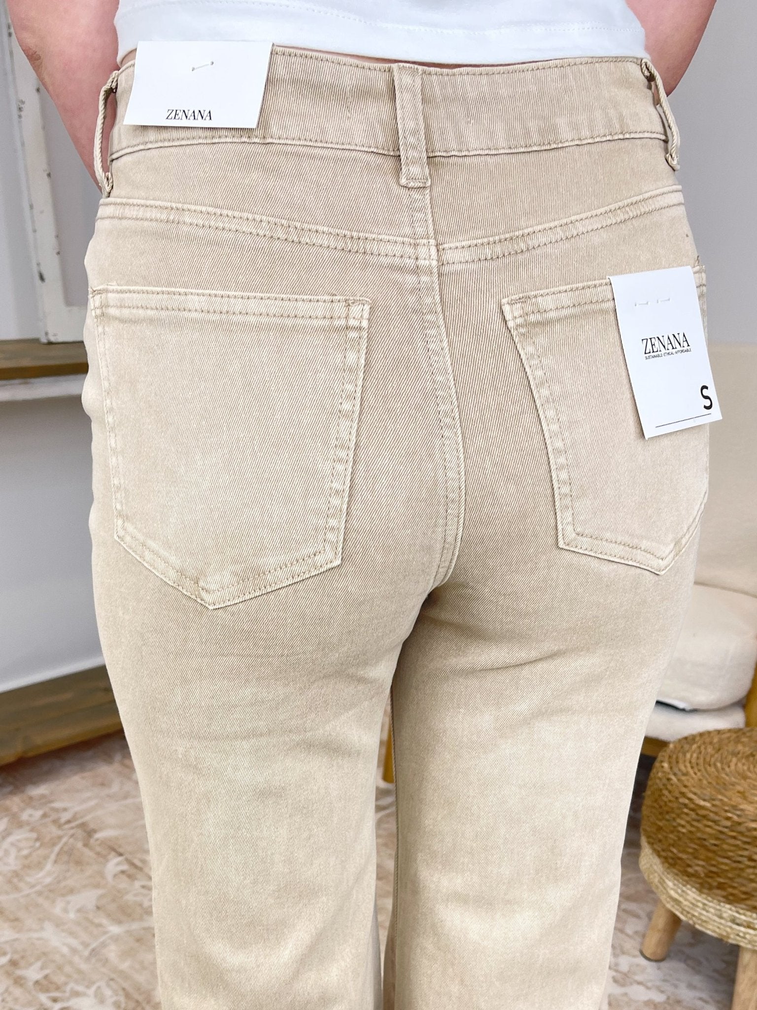Acid Wash High Rise Cropped Bootcut Jeans Pants - Lavender Hills BeautyZenana