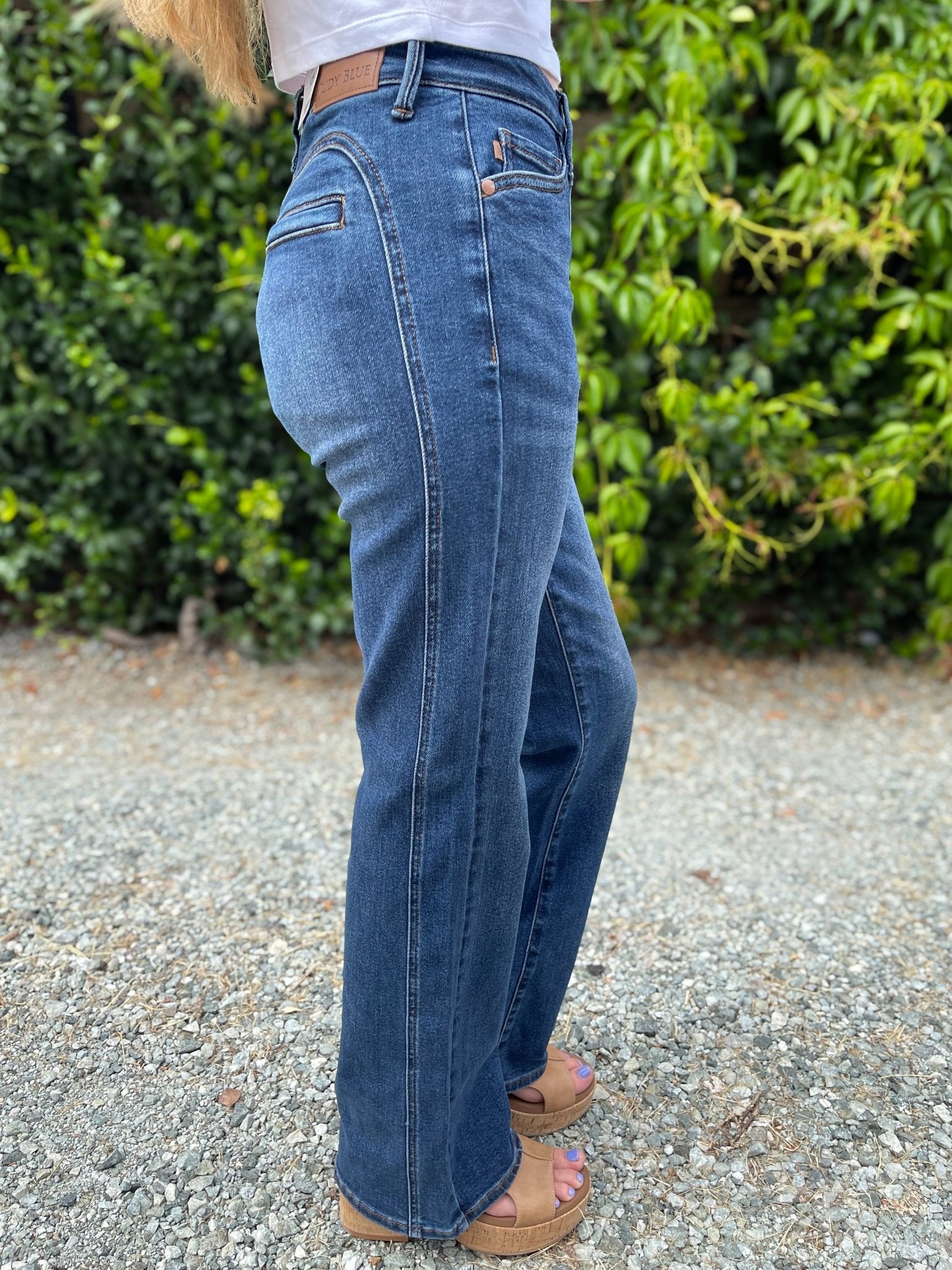 Judy Blue Alex Mid-Rise Bootcut Jeans with Western Cowboy Seaming - Lavender HillsJudy Blue881124REG-MD-25