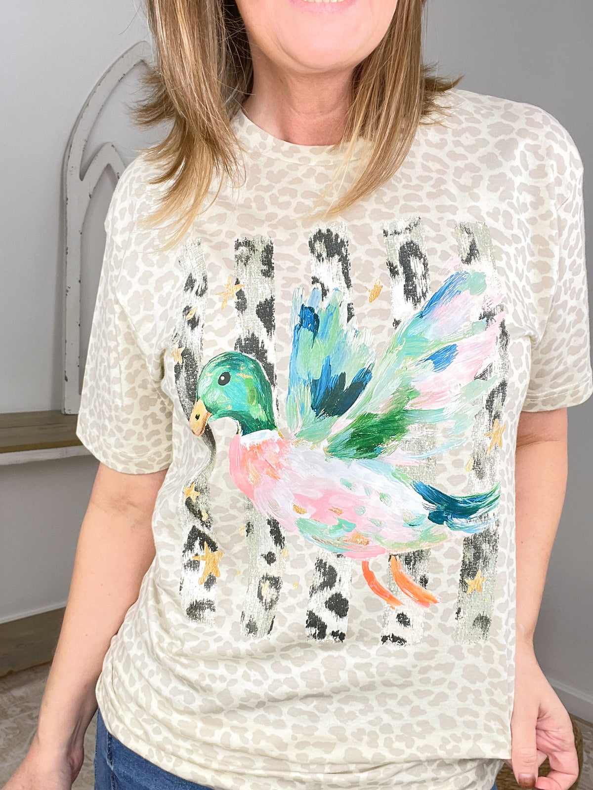 Mallard Duck Leopard Print Graphic Tee - Lavender HillsTallulah Bee ApparelMALDCK-S