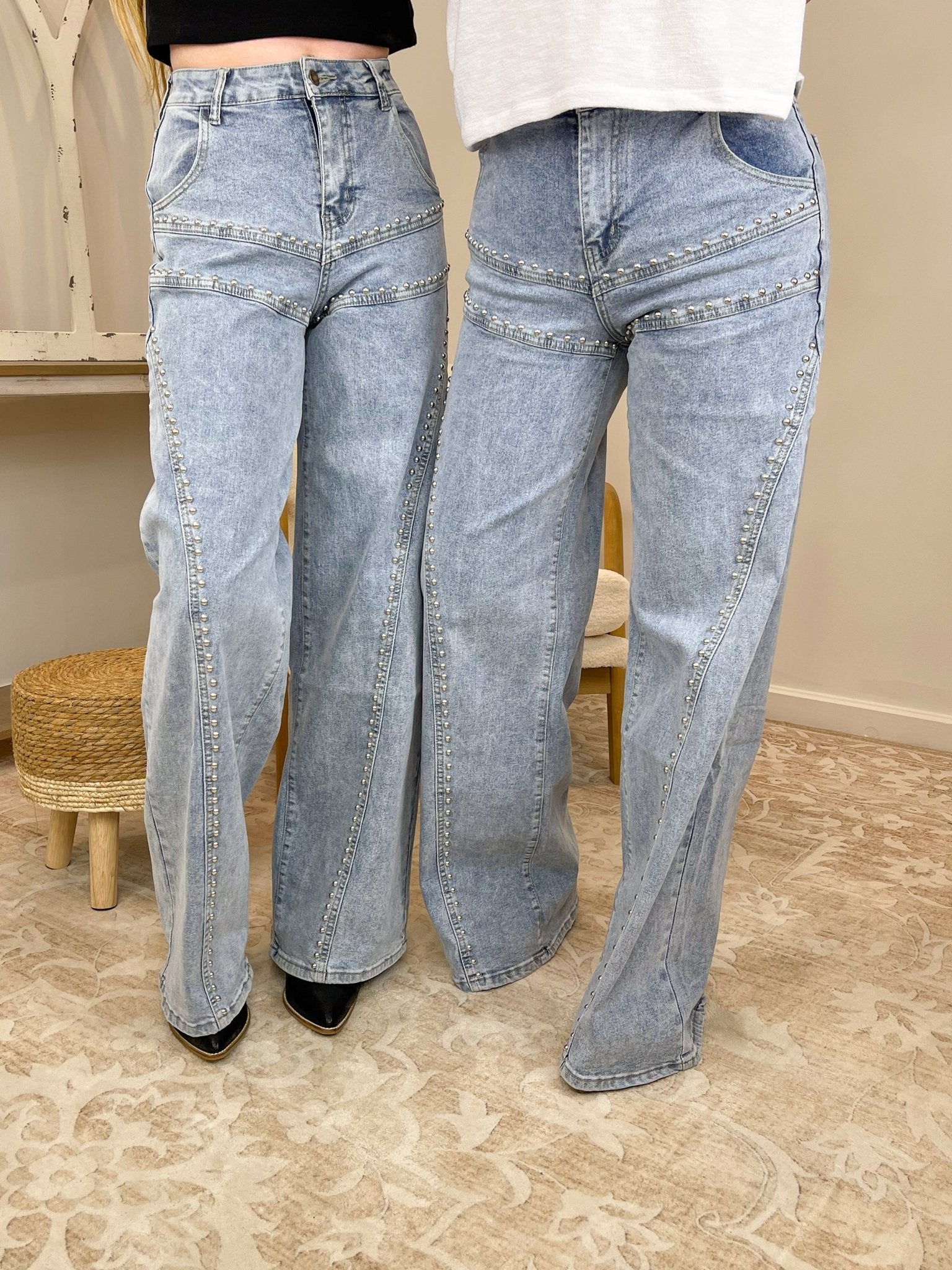 Nova Studded Wide-Leg Denim - Lavender HillsLA GirlLA1011-0