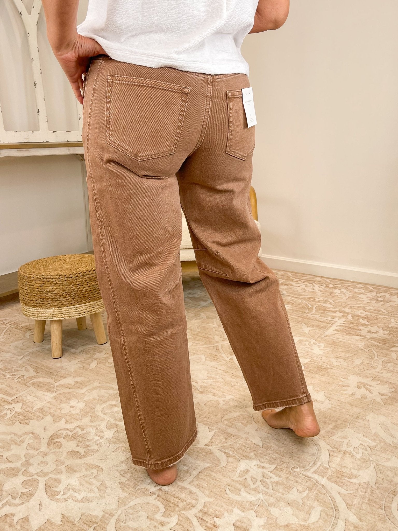 Flying Monkey High-Rise Barrel Fit Jeans - Light Cocoa - Lavender HillsFlying MonkeyF5974-LCC-24