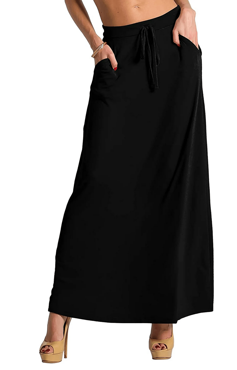 Buttery Soft Drawstring Maxi Skirt with Side Pockets - Lavender HillsZenanaRS-2335P-S