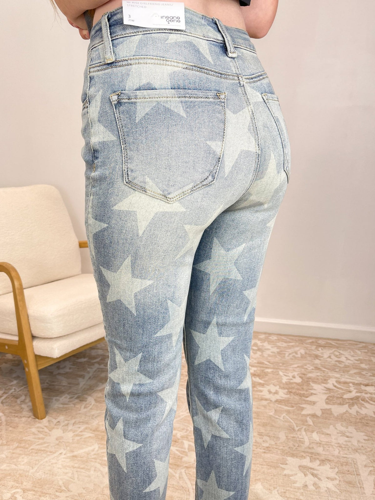 Star High-Rise Print Slim Straight Jeans - Lavender HillsInsane GeneP1272-0