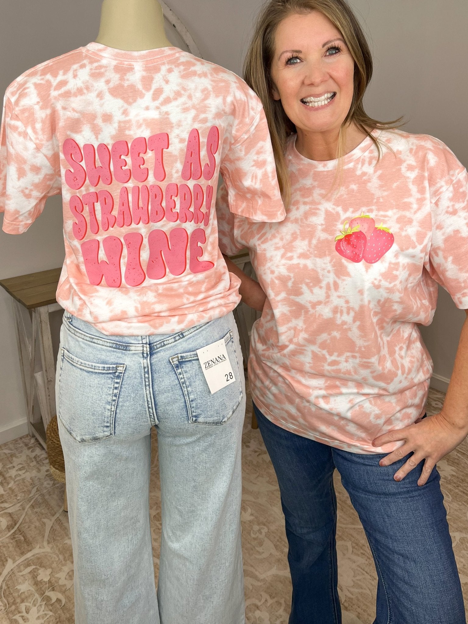 "Sweet As Strawberry Wine" Rose Tie - Dye Graphic Tee - Lavender Hills BeautyLavender Hills Beauty