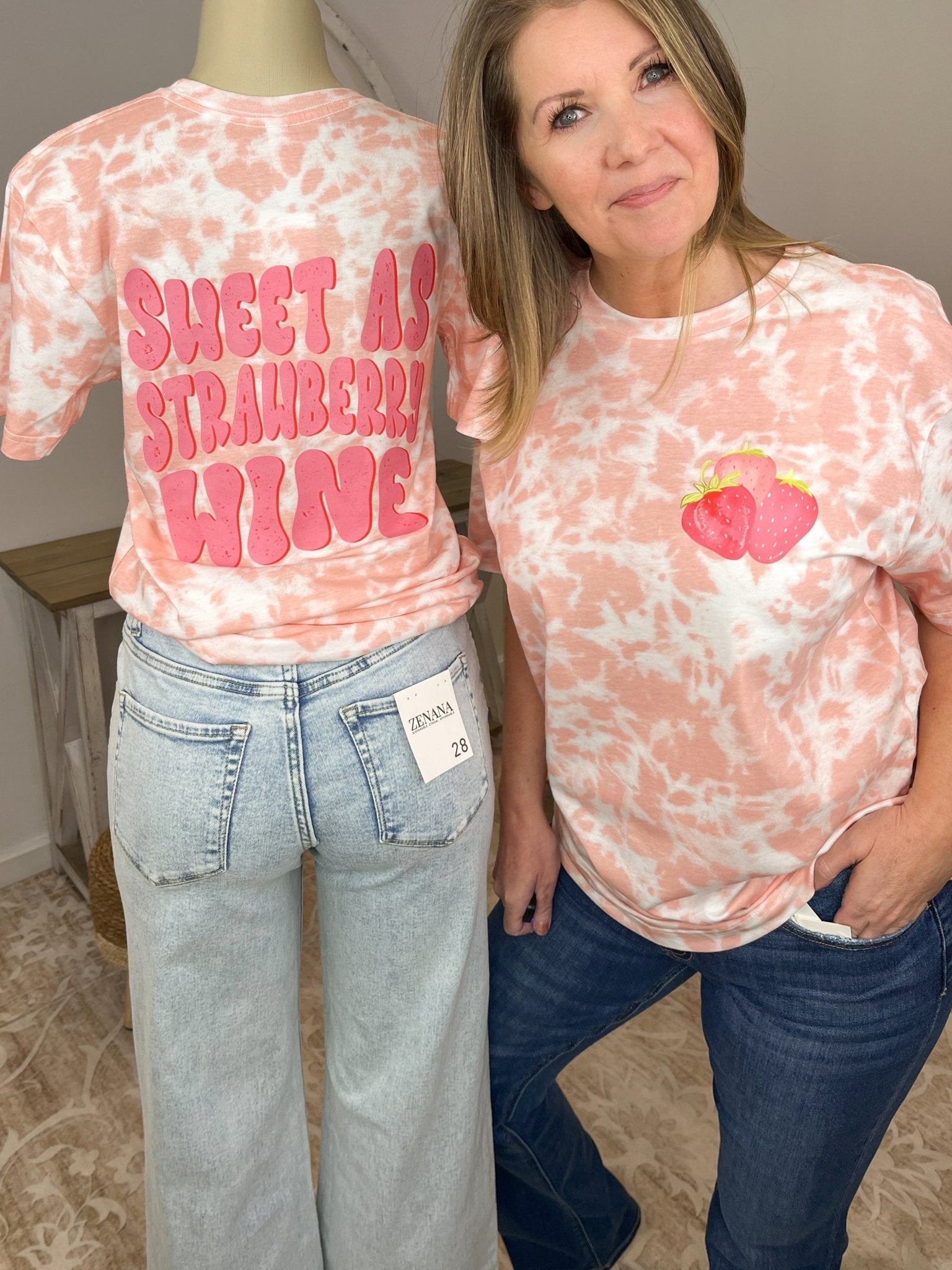 "Sweet As Strawberry Wine" Rose Tie - Dye Graphic Tee - Lavender Hills BeautyLavender Hills Beauty