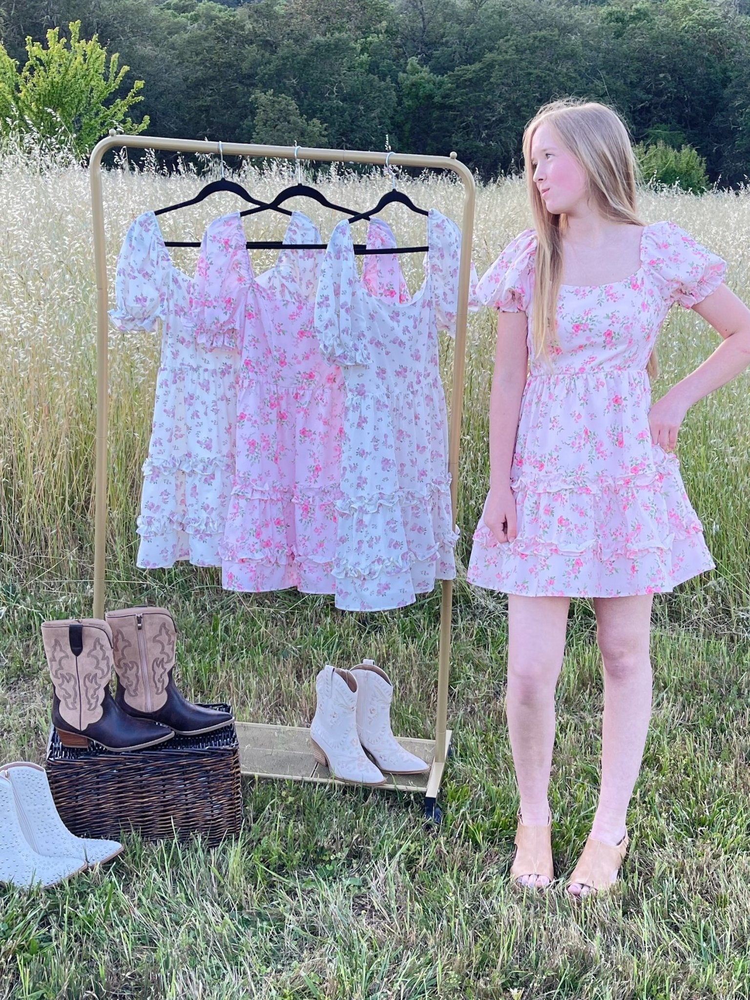 Cottage Charm Floral Smocked Mini Dress - Lavender HillsLavender Hills BeautyP60410-PNK-XXS