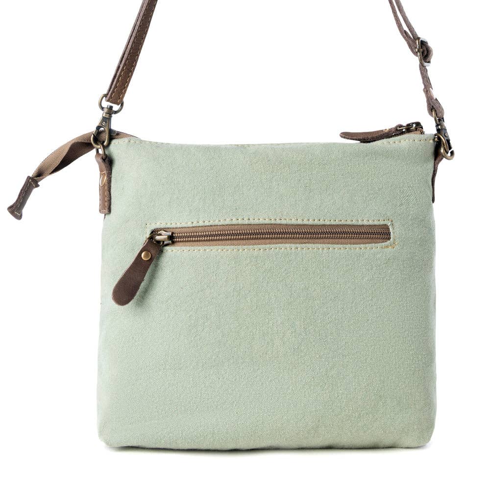 Wildprint Trail Upcycled Canvas Crossbody – Sage Floral Western Bag - Lavender HillsMyra BagS-14810