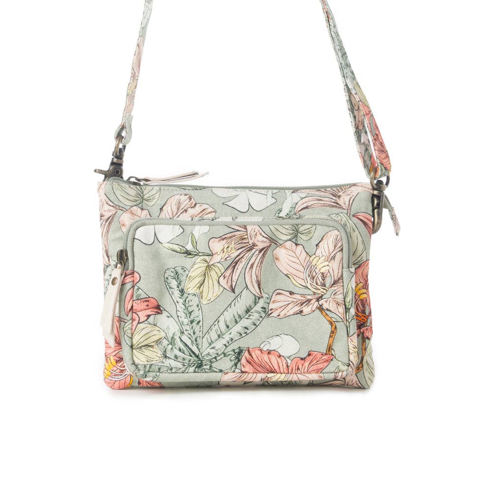 Florabelle Vintage Garden Upcycled Canvas Crossbody Bag - Lavender HillsMyra BagS-13931