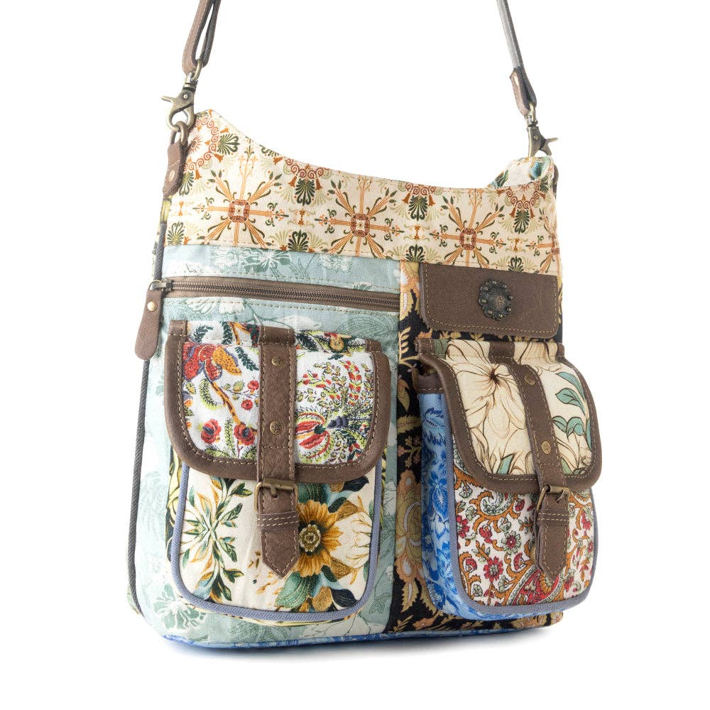 Le Fleur Bel Yellow Floral Cowgirl Shoulder Bag | Leather & Concho Western Tote - Lavender HillsMyra BagS-14628