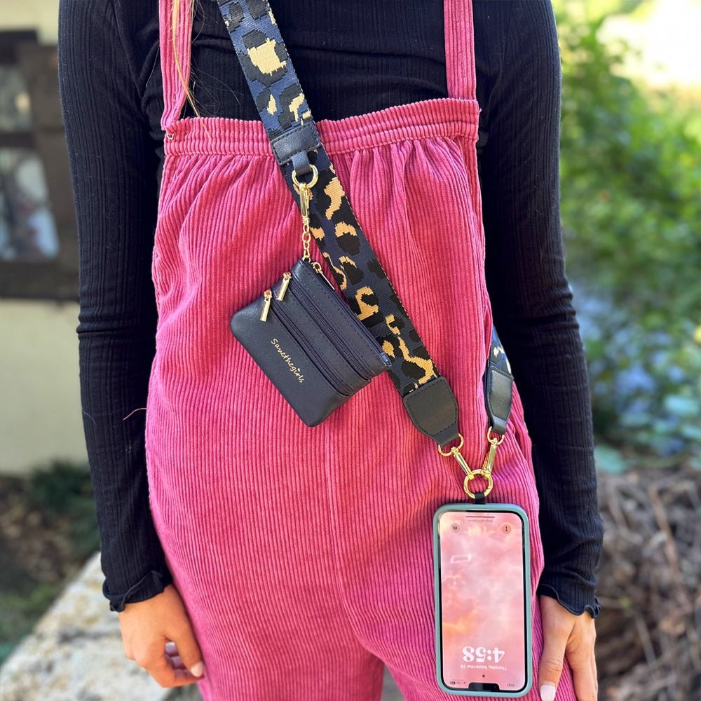 Clip & Go Strap with Pouch - Navy/Brown Leopard - Lavender Hills BeautySave The GirlsCG-1019NL