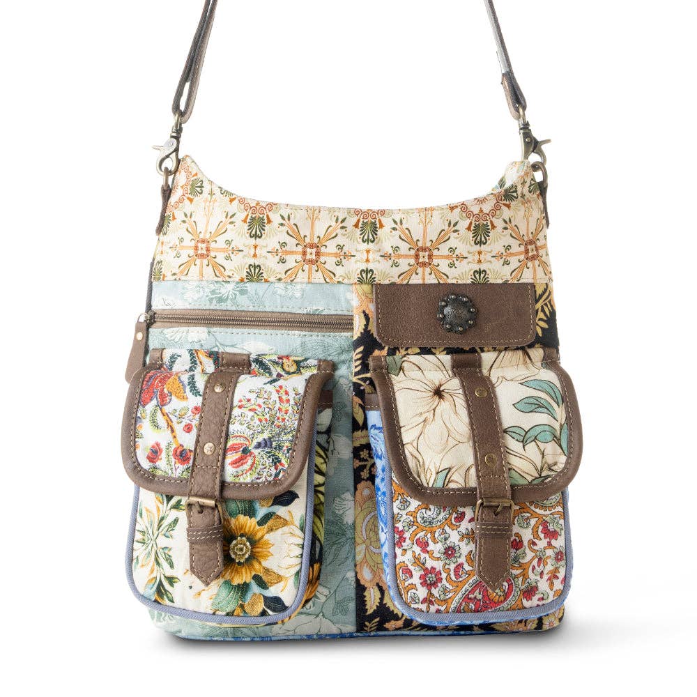 Le Fleur Bel Yellow Floral Cowgirl Shoulder Bag | Leather & Concho Western Tote - Lavender HillsMyra BagS-14628