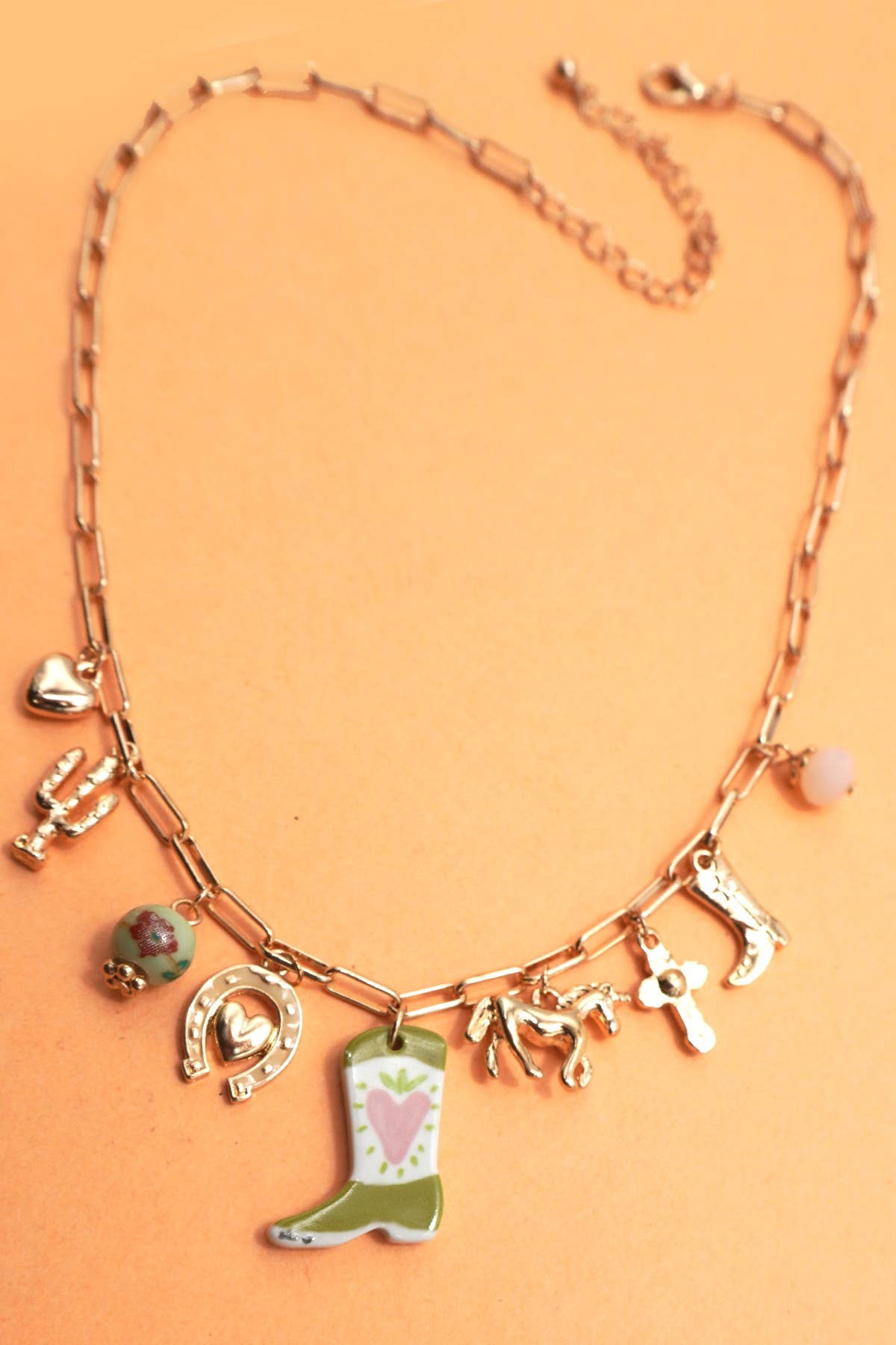 Western Boot & Horse Gold Charm Necklace - Lavender Hills BeautyJosslyn by Wall to Wall80N91803