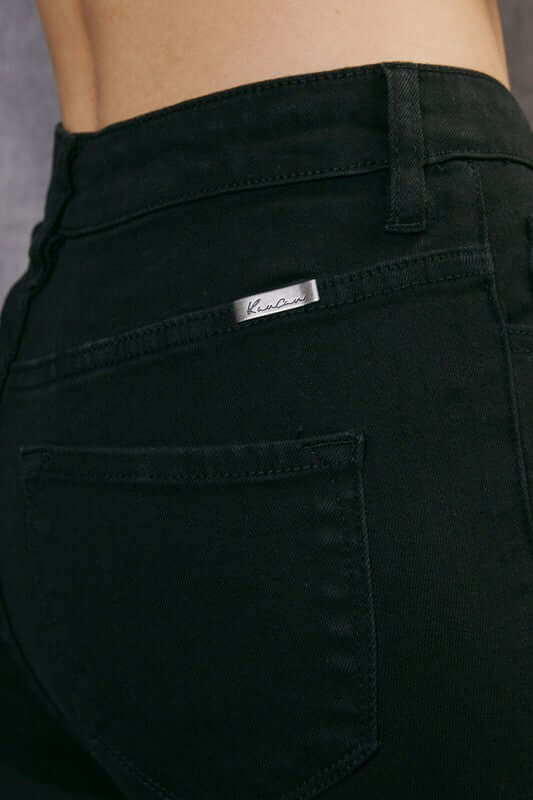 Midnight Black Button Fly Skinny Jeans by Kan Can - Lavender Hills BeautyKan Can USAKC7273BK