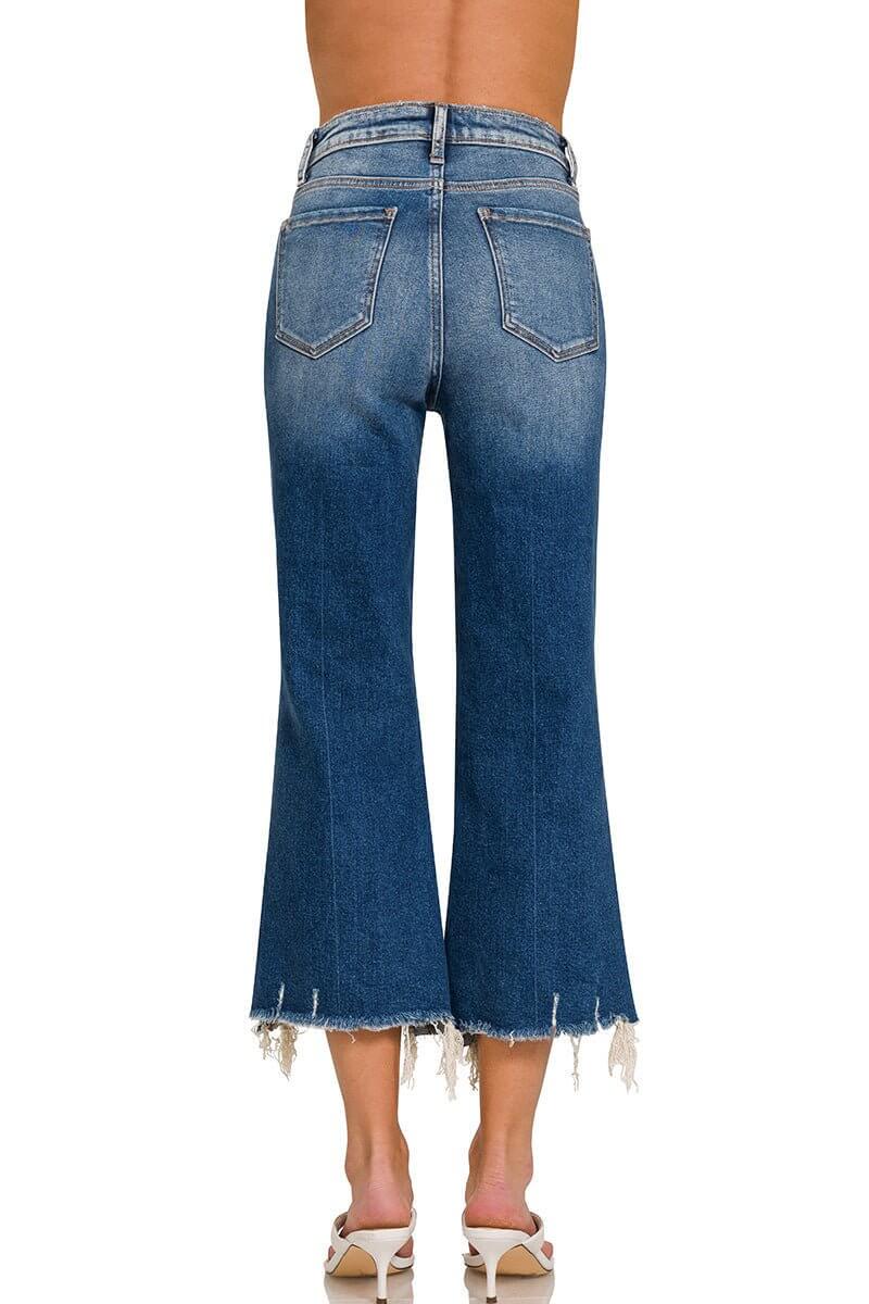 Geena Straight Distressed Raw Hem Cropped Jeans - Lavender Hills BeautyZenanaDTP-1642DD-25