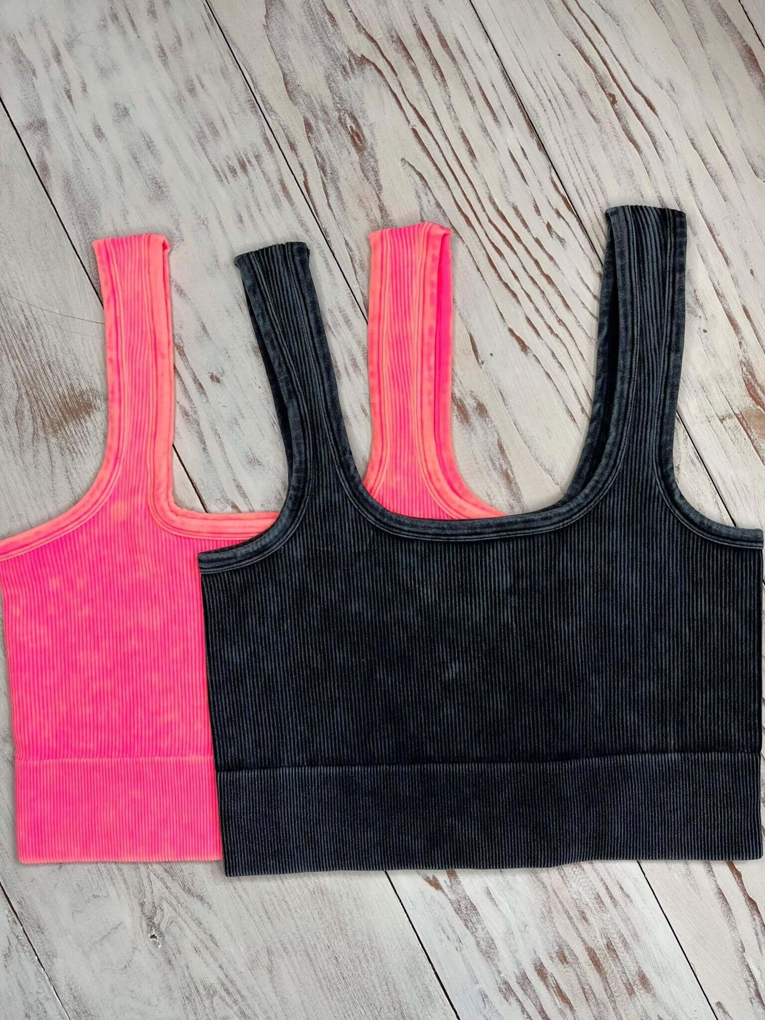 Flirty 2 Brami Cropped Tank Top- Ash Black - Lavender Hills BeautyZenana