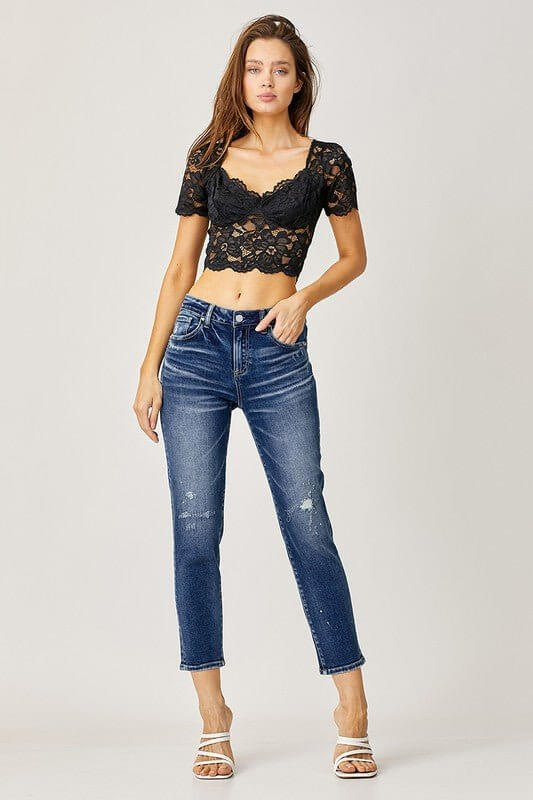 Kiki Tapered Mid Rise Crop Jean | Risen Jeans | RDP5269 - Lavender Hills BeautyRisen