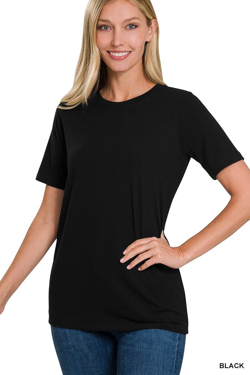Basic T-Shirt - Black, Teal, Eggplant - Lavender Hills BeautyZenana