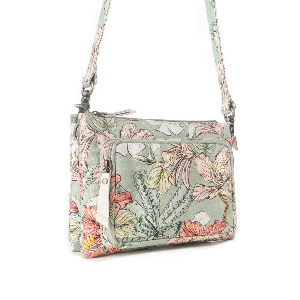 Florabelle Vintage Garden Upcycled Canvas Crossbody Bag - Lavender HillsMyra BagS-13931