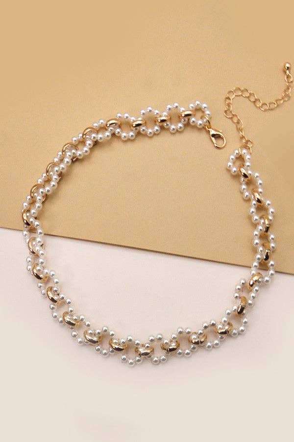 Pearl & Gold Choker Necklace - Lavender Hills BeautyJosslyn by Wall to Wall51N2070923