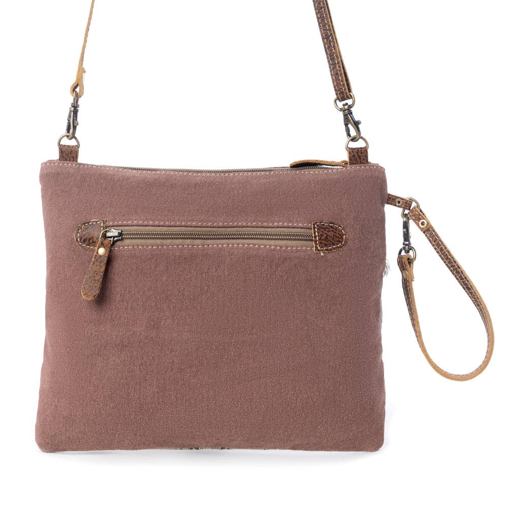 Vintage Floral Canvas & Leather Crossbody Wristlet Bag - Lavender HillsMyra BagS-2576