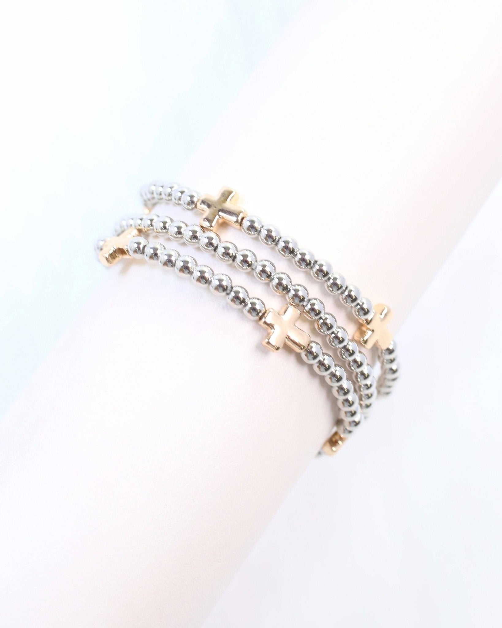 Milano Cross 3 Bracelet Set Gold Silver - Lavender Hills BeautyCaroline HillB38827-GOLD SILVER