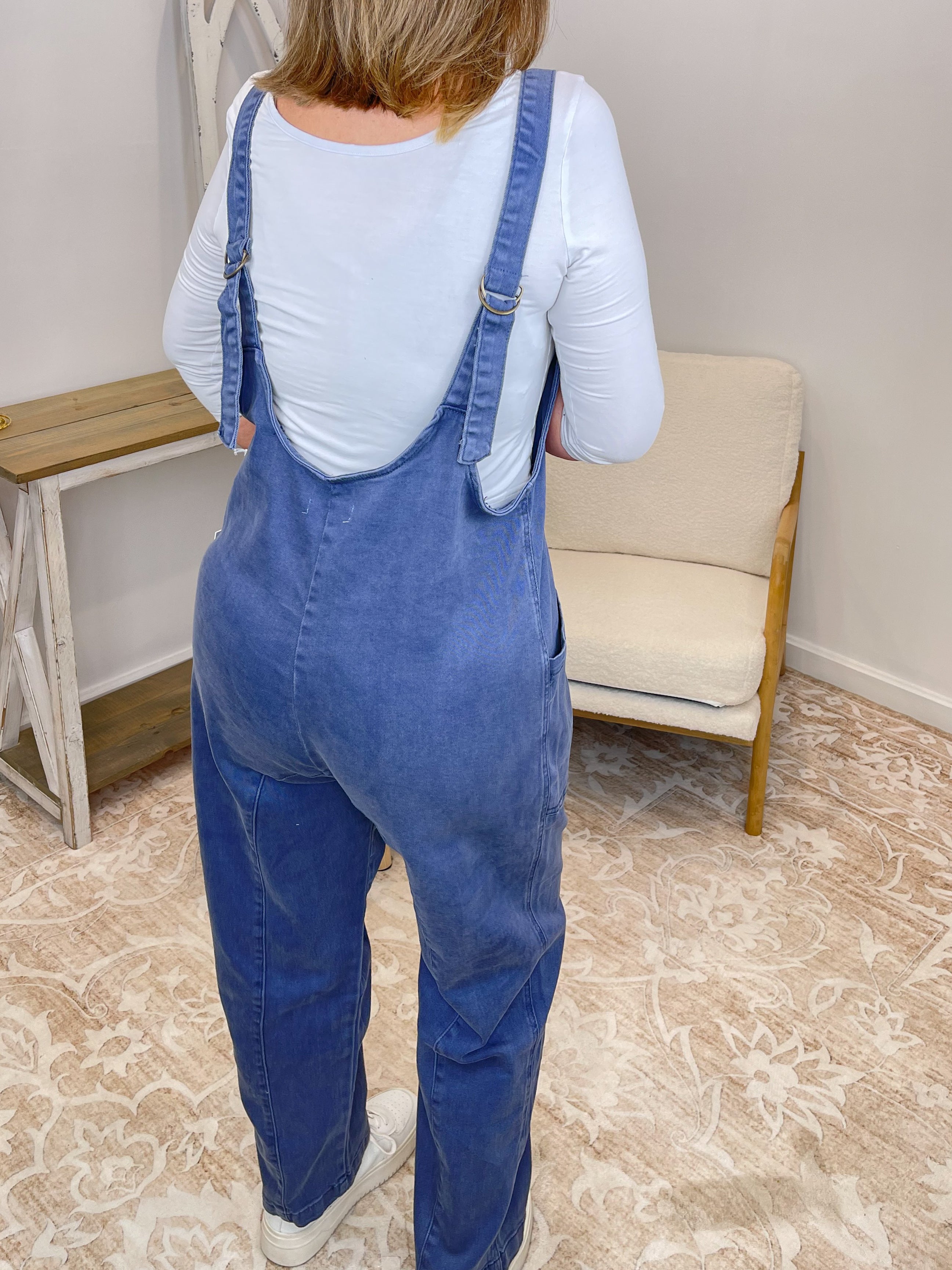 Adjustable Strap Denim Baggy Jumpsuit | Relaxed Boho Overalls