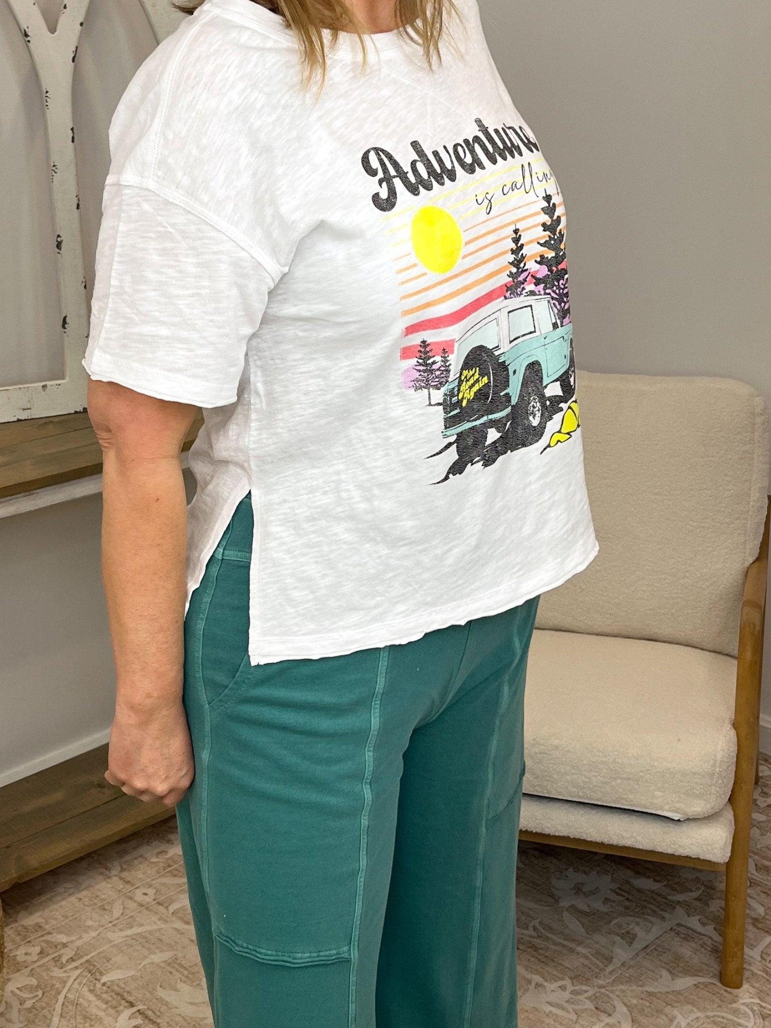 Adventure Is Calling Bronco Graphic Tee - Boxy Tee - Lavender Hills BeautyLavender Hills Beauty