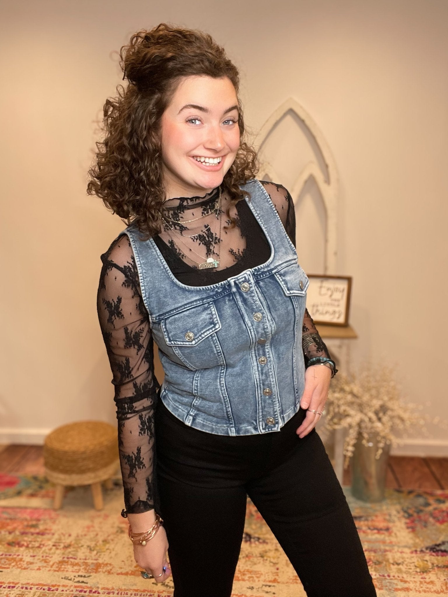 Almost Denim Sleeveless Comfort Vest Top - Lavender Hills BeautyZenanaT10828XL - S