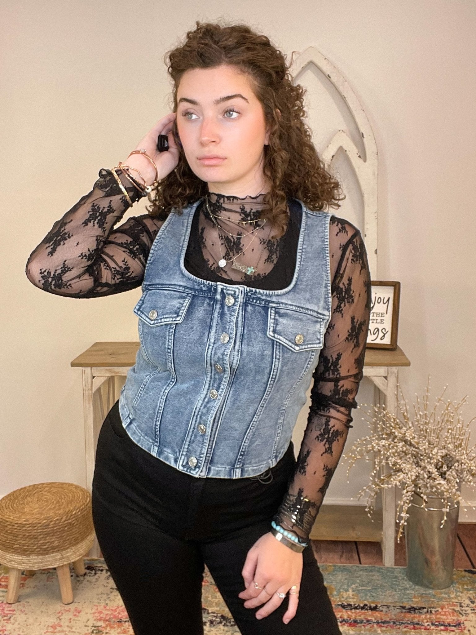 Almost Denim Sleeveless Comfort Vest Top - Lavender Hills BeautyZenanaT10828XL - S