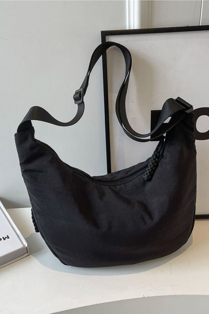 Essential Large Nylon Crescent Crossbody Bag – Weather-Resistant Everyday Purse - Lavender HillsZenanaU-247A-SNDBGE
