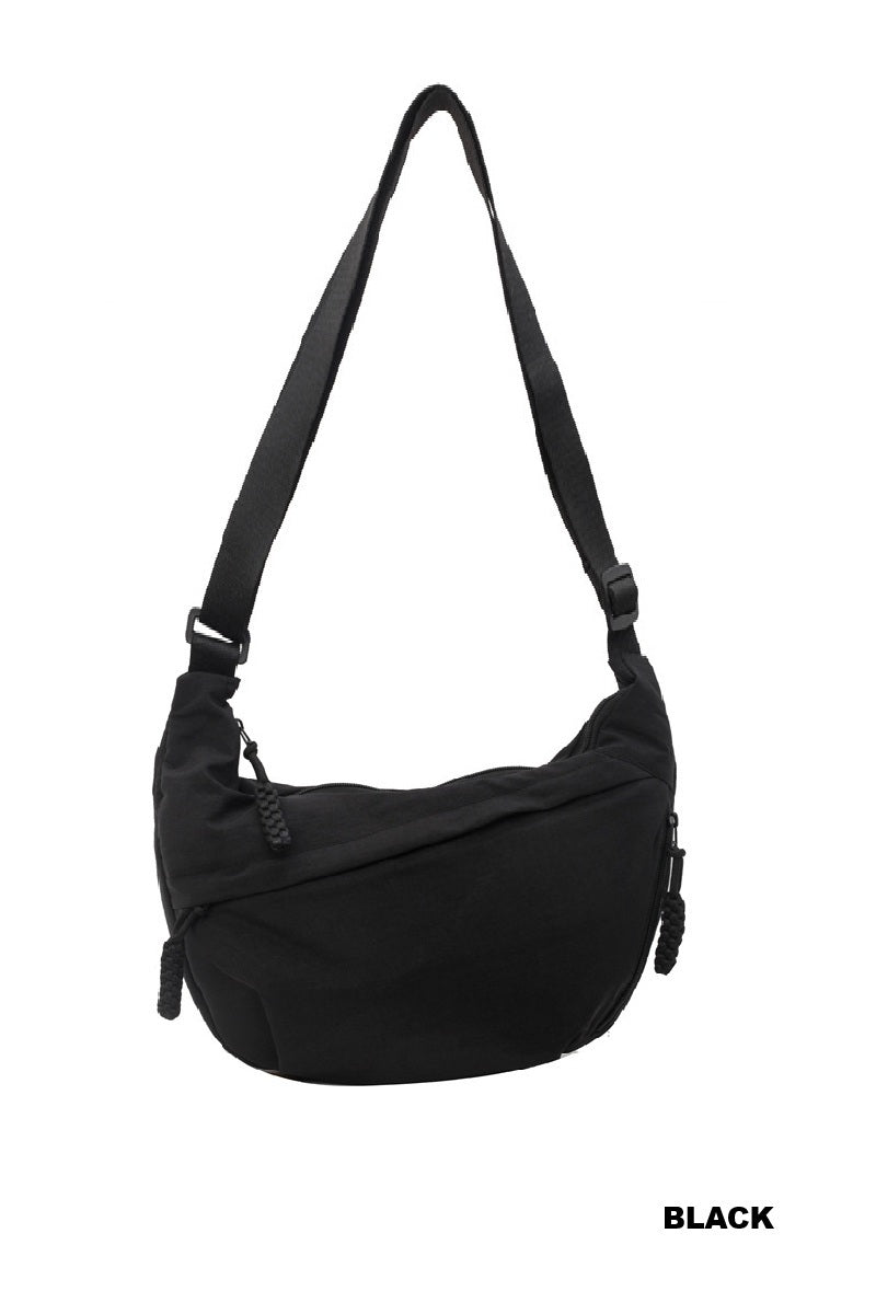 Essential Large Nylon Crescent Crossbody Bag – Weather-Resistant Everyday Purse - Lavender HillsZenanaU-247A-SNDBGE