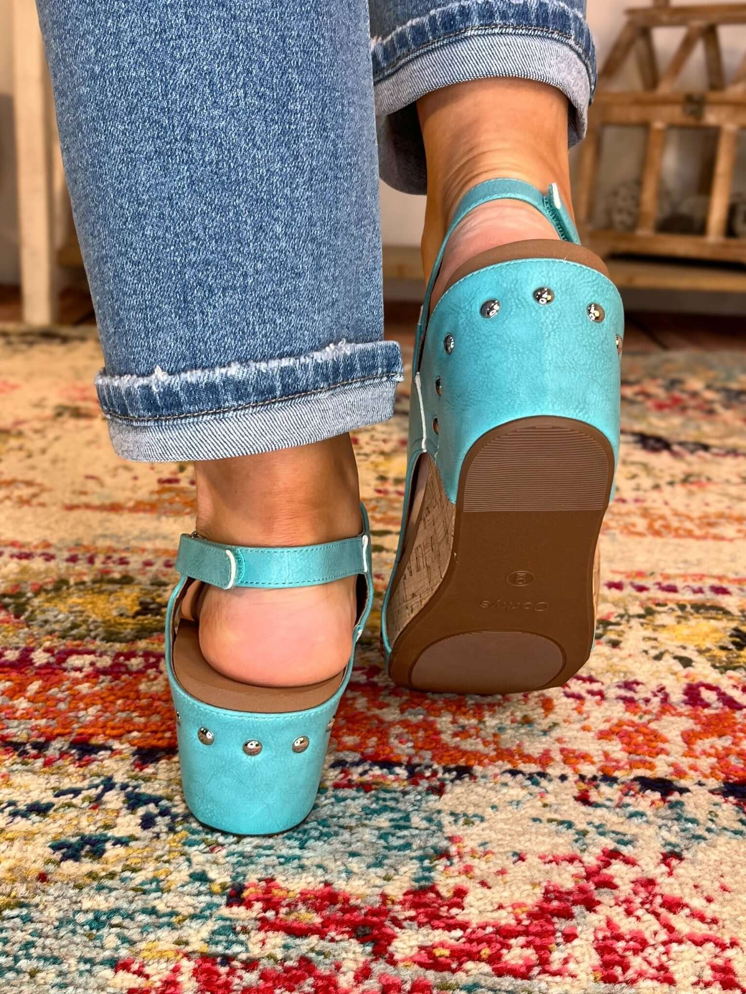 Corky's Footwear Carley Wedge Sandal - Teal - Lavender Hills BeautyCorkys Footwear30 - 5316 - TEAL - 6
