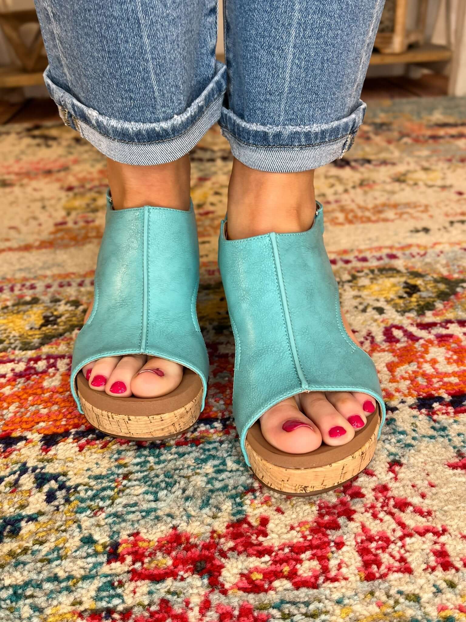 Corky's Footwear Carley Wedge Sandal - Teal - Lavender Hills BeautyCorkys Footwear30 - 5316 - TEAL - 6