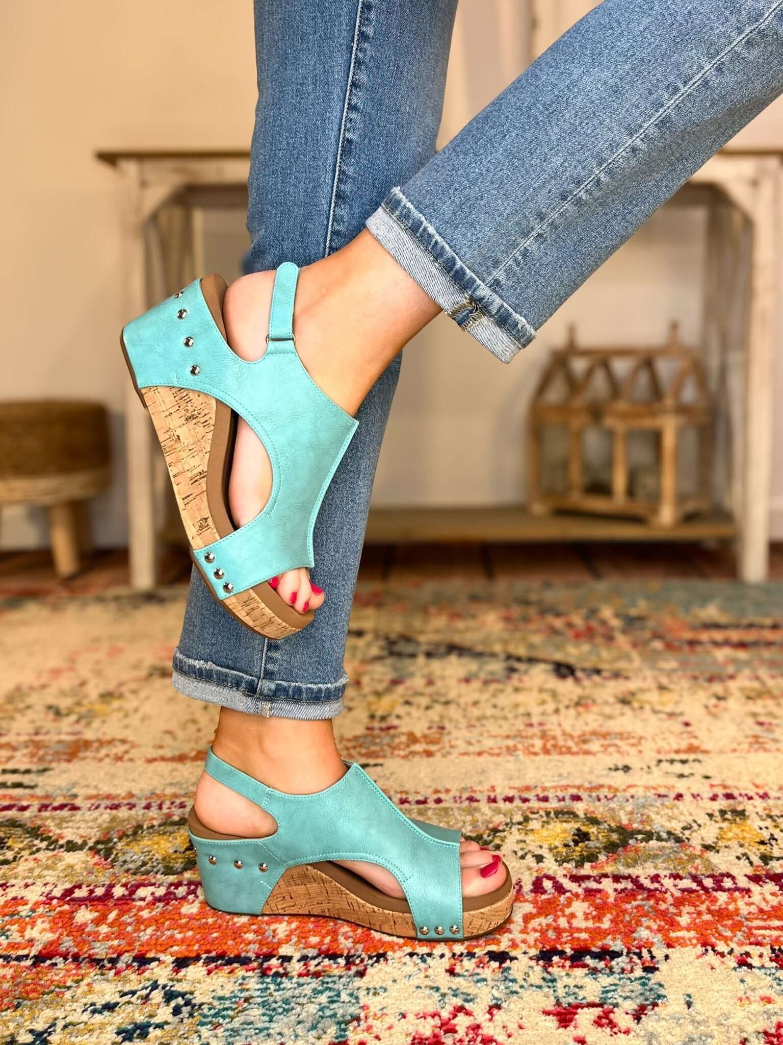 Corky's Footwear Carley Wedge Sandal - Teal - Lavender Hills BeautyCorkys Footwear30 - 5316 - TEAL - 6