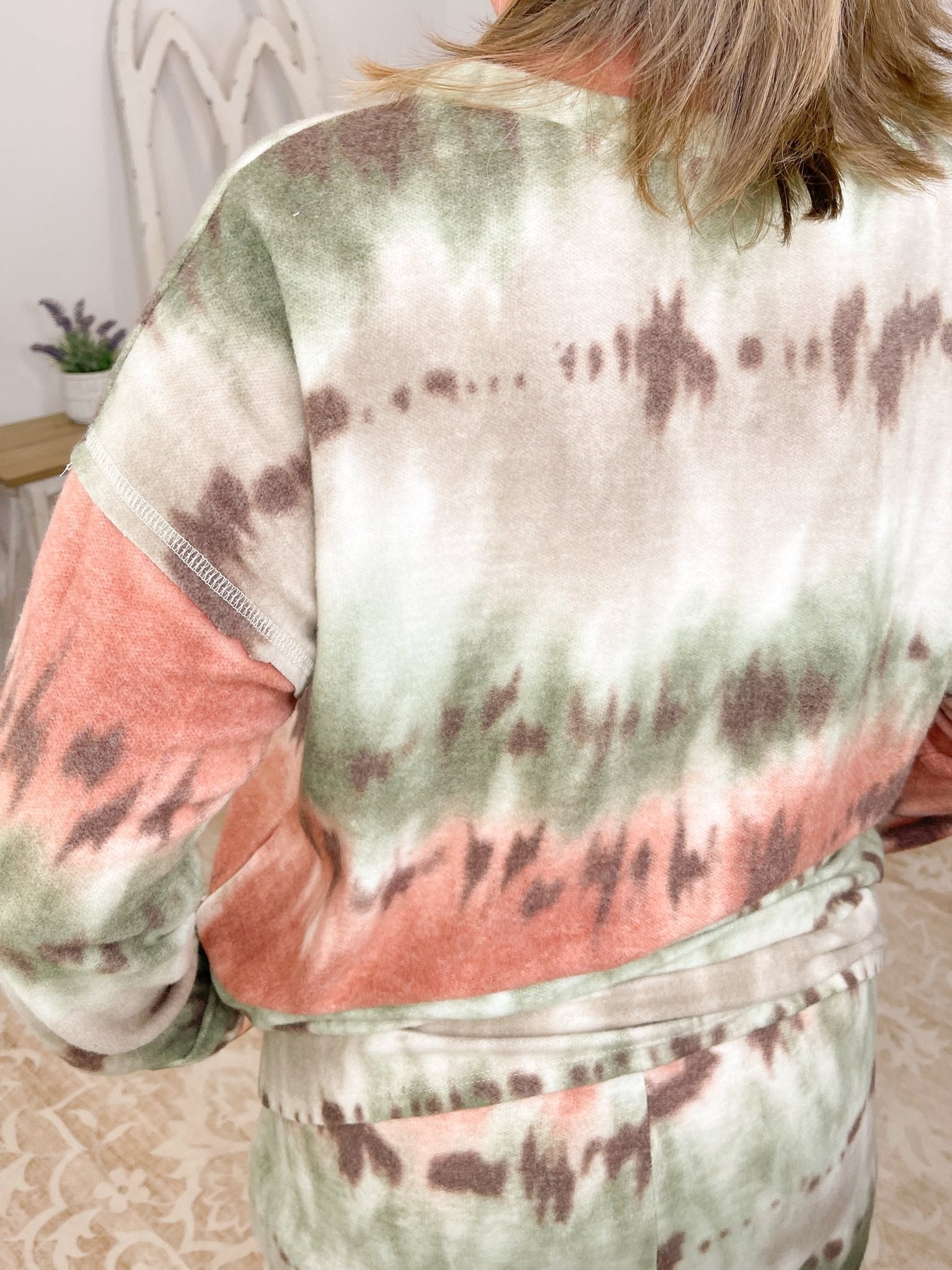 Cozy Tie-Dye 2-Piece Lounge Set - Olive & Rust - Lavender HillsWin WinWTP11786-MB-S