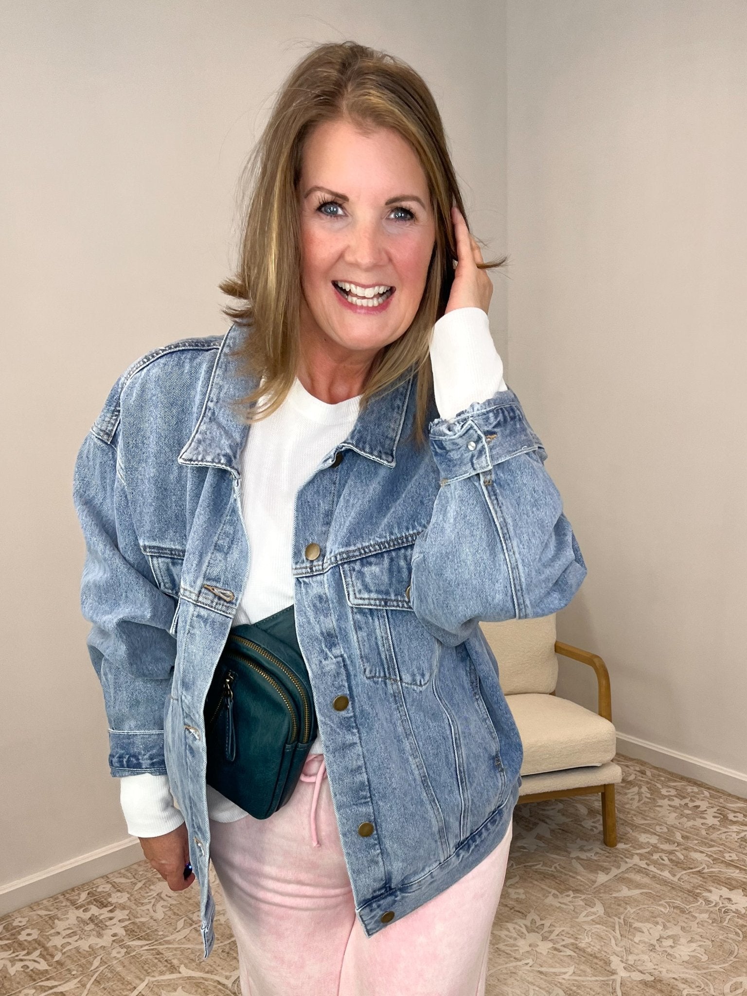 Dad’s Oversized Old School Jean Classic Denim Jacket - Lavender Hills BeautyMono BKJ11683-S