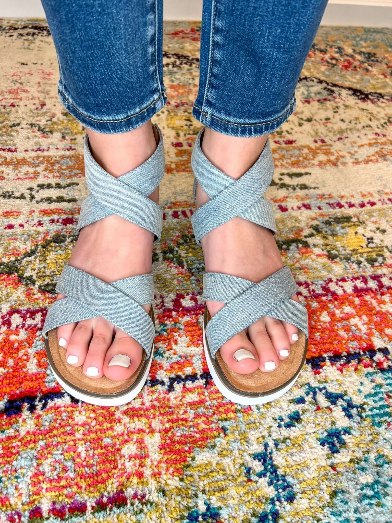Double Dutch Sandal - Blue Denim - Lavender Hills BeautyCorkys Footwear41-0281-BLDN-Q-6