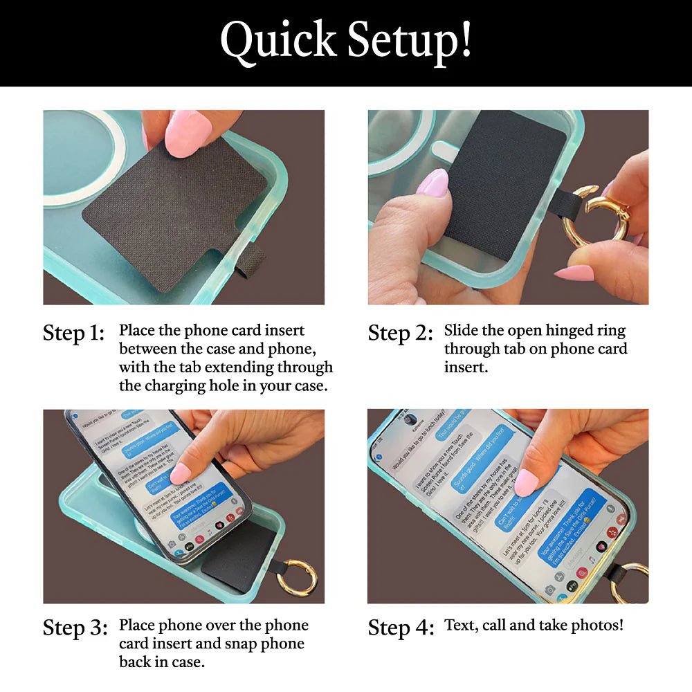 3 - in - 1 Clip & Go Crossbody Phone Strap with RFID Leaf Pattern - Teal & Grey - Lavender Hills BeautySave The GirlsCG-1100GL